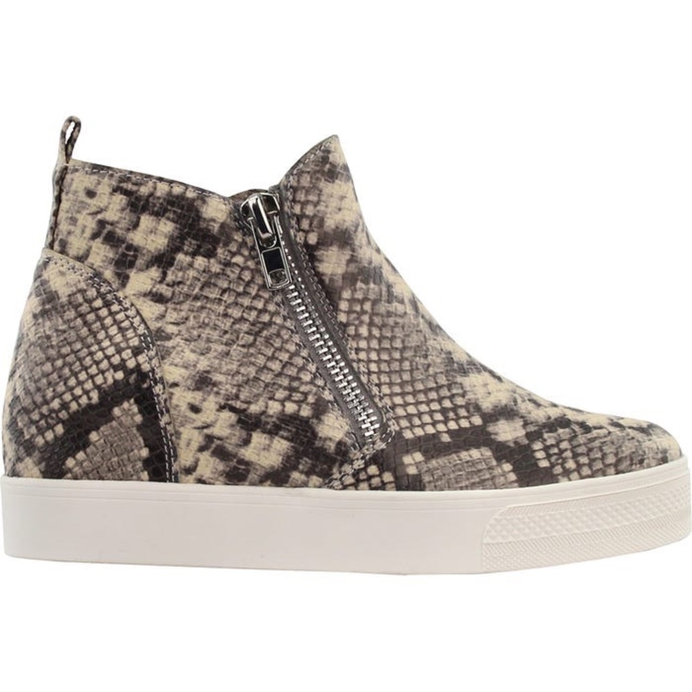 Steve Madden Wedgie High Top Tennis Shoe Snakeskin - Picture 2 of 7